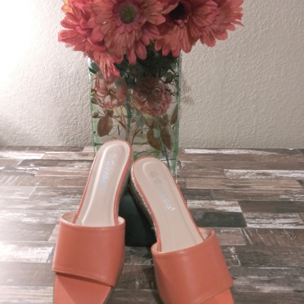 These Amazing orange Mule Wedges